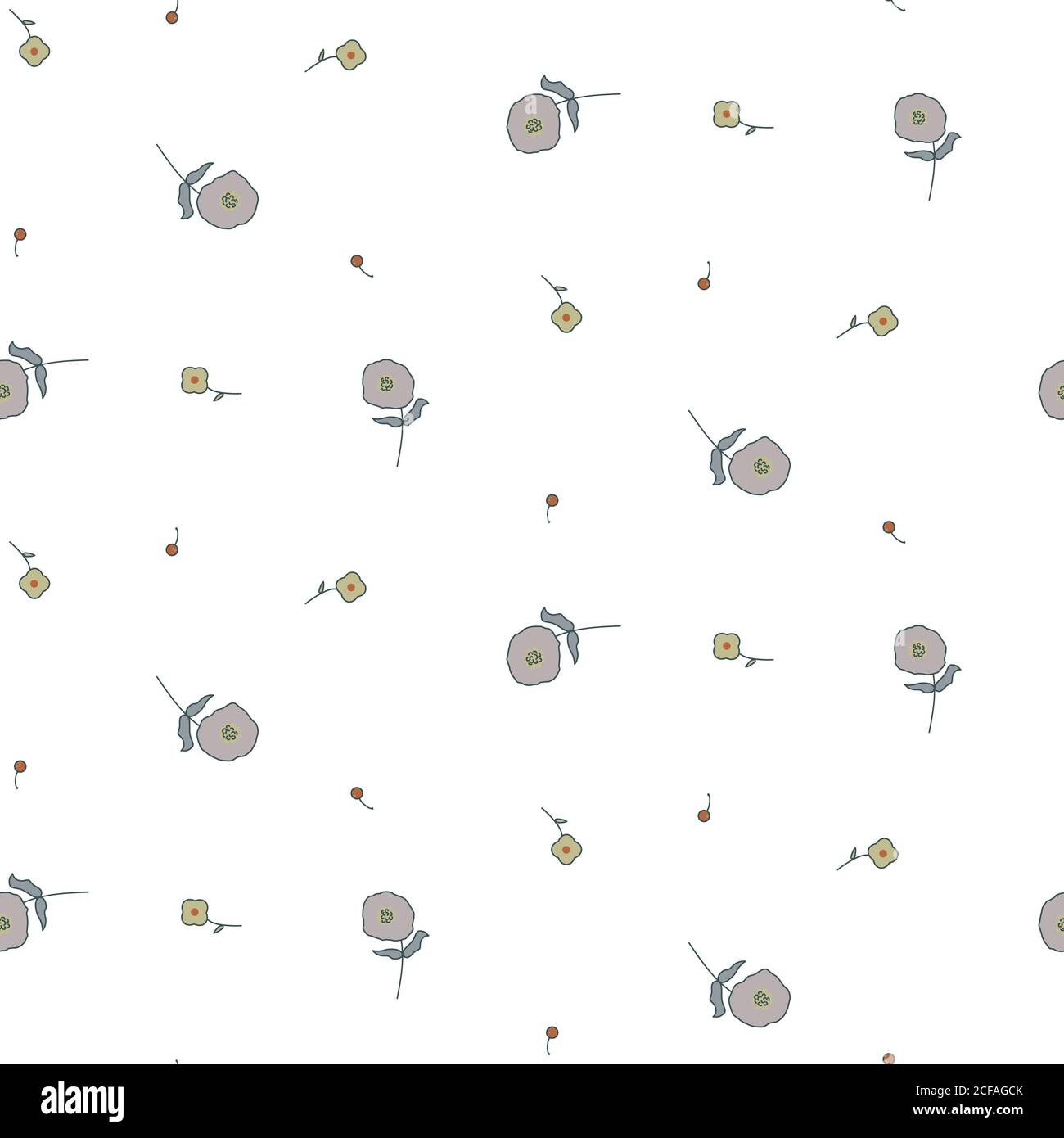 Seamless floral pattern with tiny small flowers on white. Stock Vector