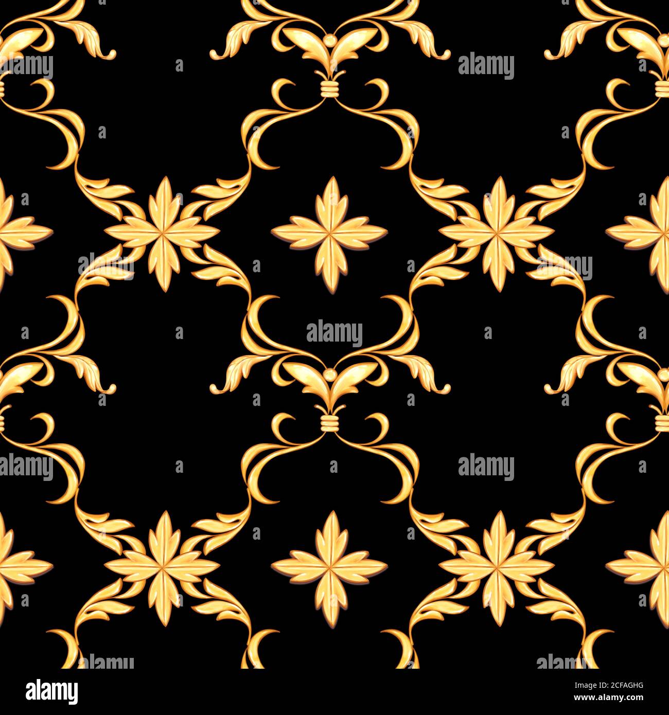 Black And Gold Baroque Background High Resolution Stock Photography and