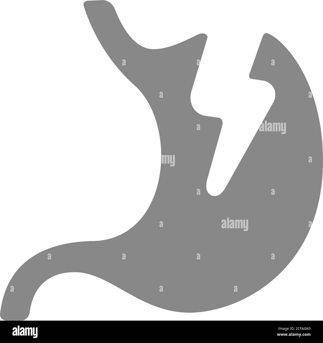 Stomach with acute pain grey icon. Danger of gastrointestinal tract ...