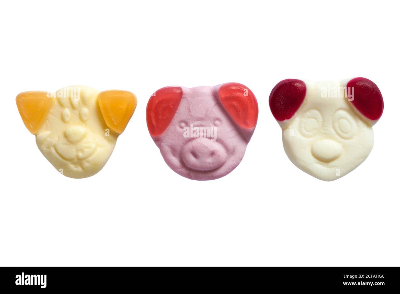 Marks & Spencer percy pig goes globetrotting sweets isolated on white background made with real fruit juice Stock Photo