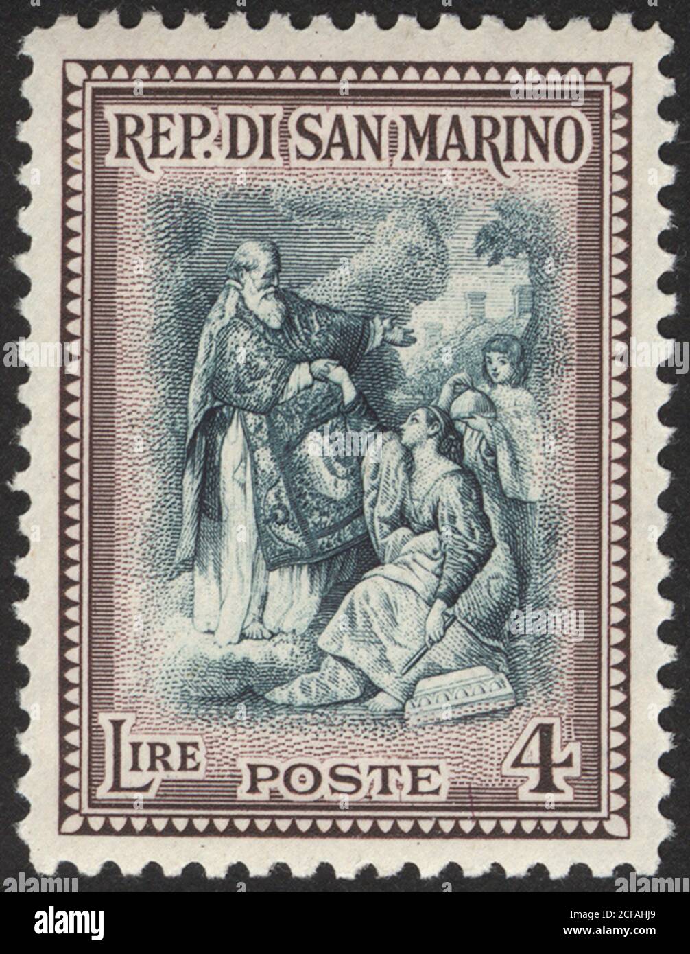 Postage stamps of the San Marino. Stamp printed in the San Marino