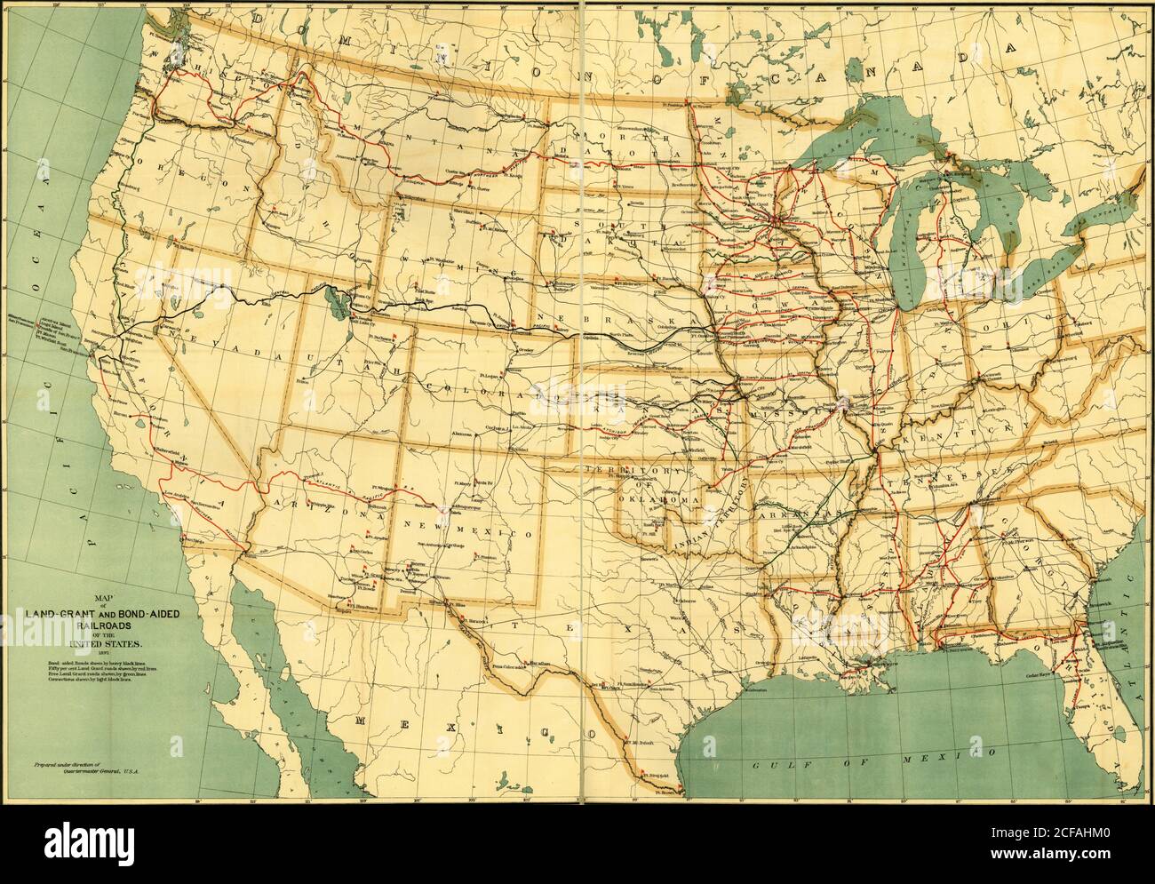 landgrant and bondaided railroads of the United States 1892 Stock