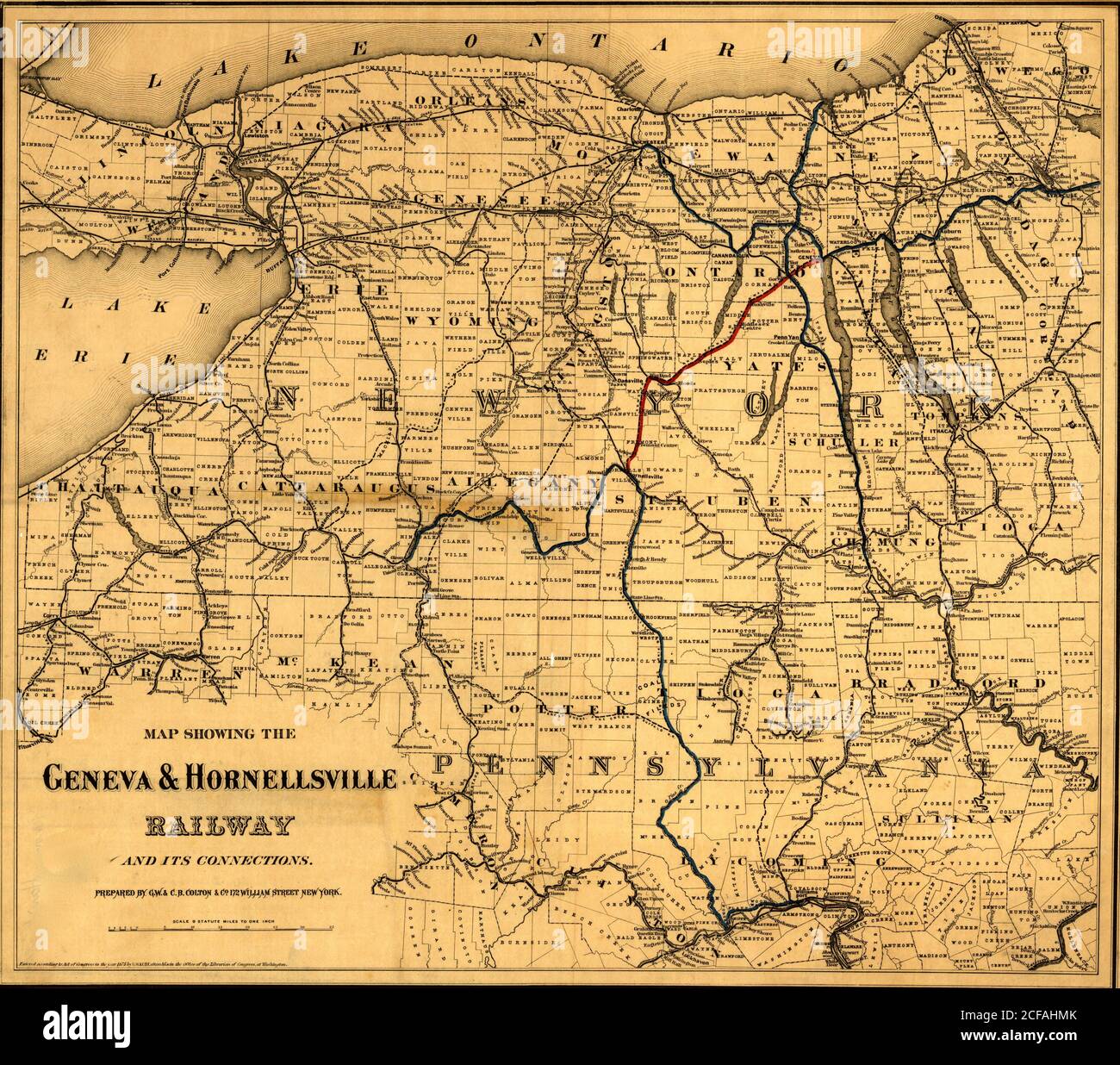 Geneva & Hornellsville Railroad - 1875 Stock Photo - Alamy
