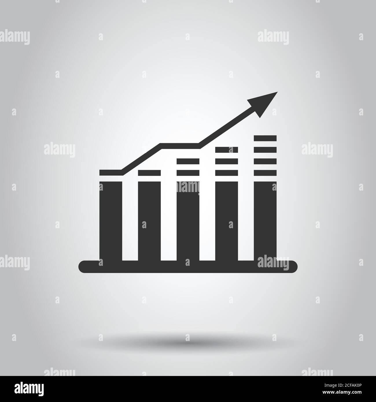Chart graph icon in flat style. Arrow grow vector illustration on white ...