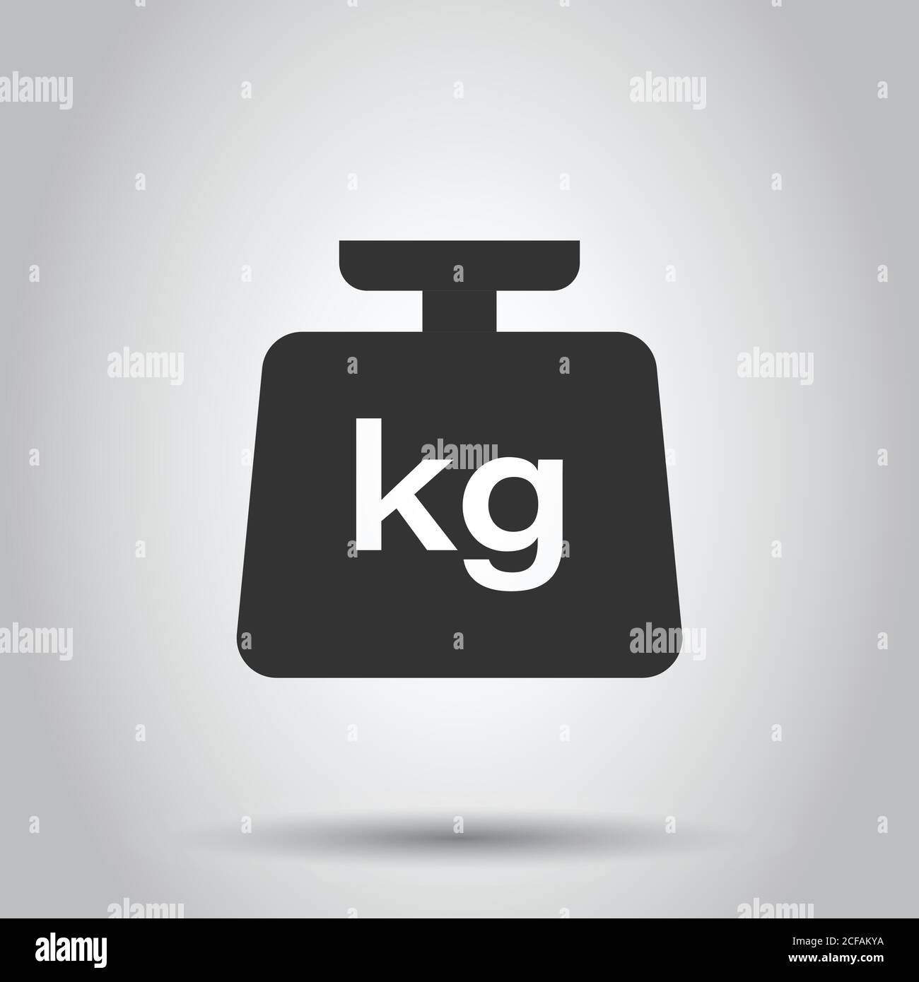 Scale icon in flat style. Kilogram dumbbell vector illustration on white isolated background. Gym business concept. Stock Vector