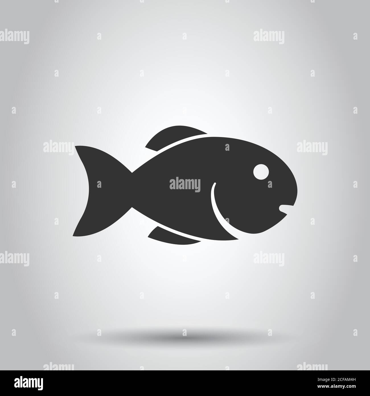 Fish icon in flat style. Seafood vector illustration on white isolated ...