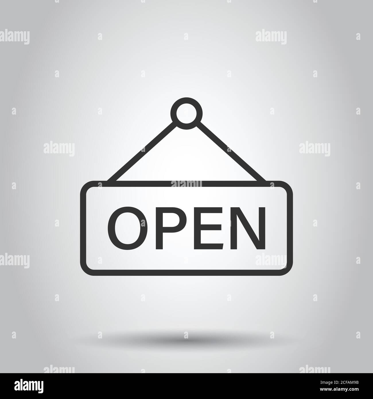 Open sign icon in flat style. Accessibility vector illustration on white isolated background. Message business concept. Stock Vector