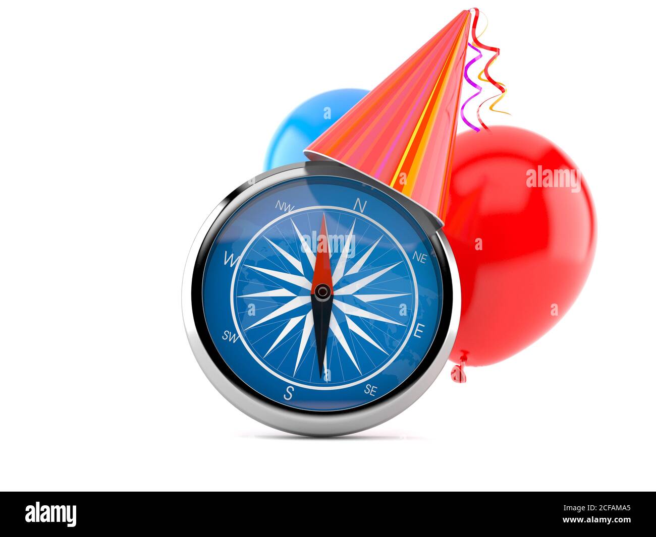 Compass with birthday hat isolated on white background Stock Photo - Alamy