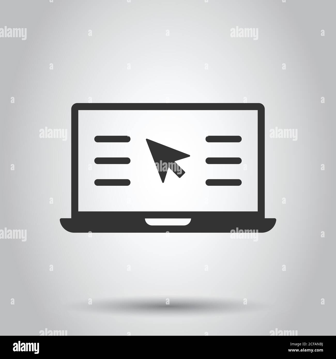 Laptop computer icon in flat style. Cursor on notebook vector ...