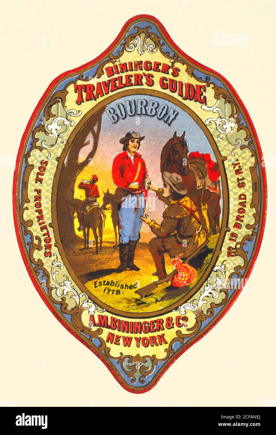Bininger's Traveler's Guide Bourbon Stock Photo