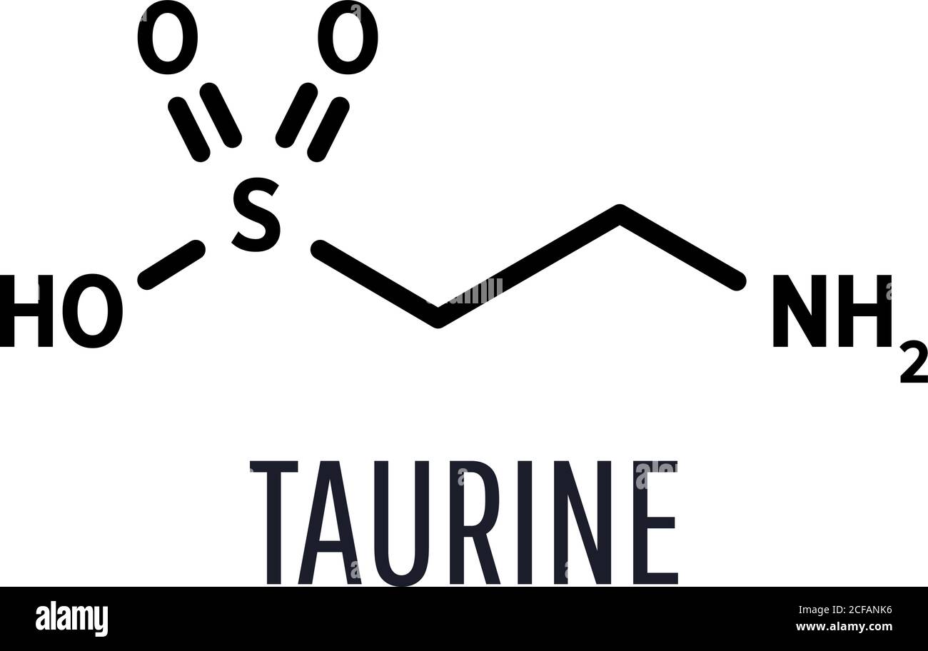 Taurine structural chemical formula on a white background Stock Vector