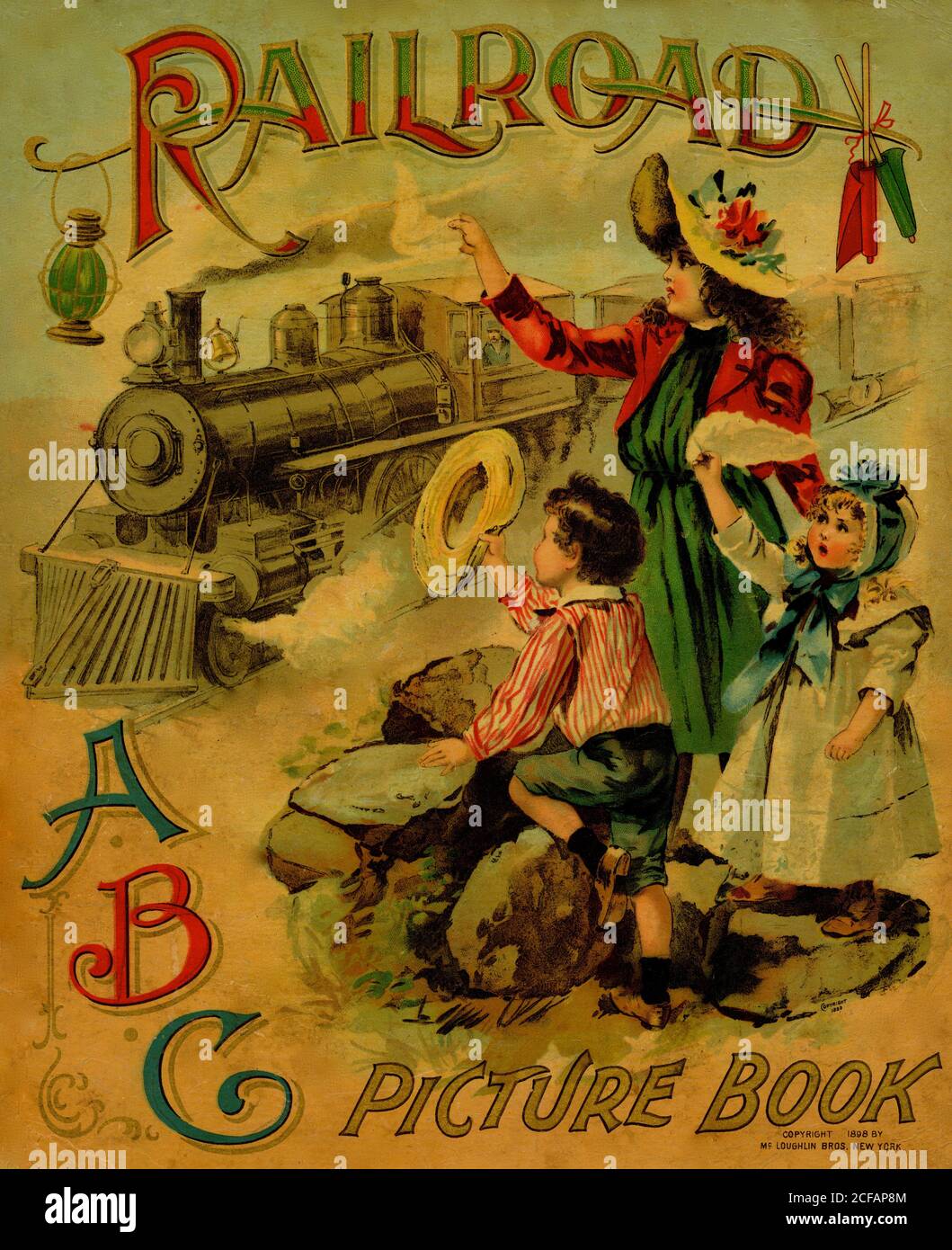 Railroad ABC waving at the train engineer Stock Photo Alamy