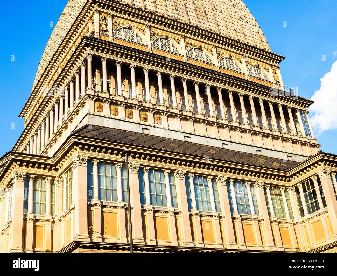 Detail of the Mole Antonelliana that houses the National Museum of Cinema - Turin, Italy, Stock Photo