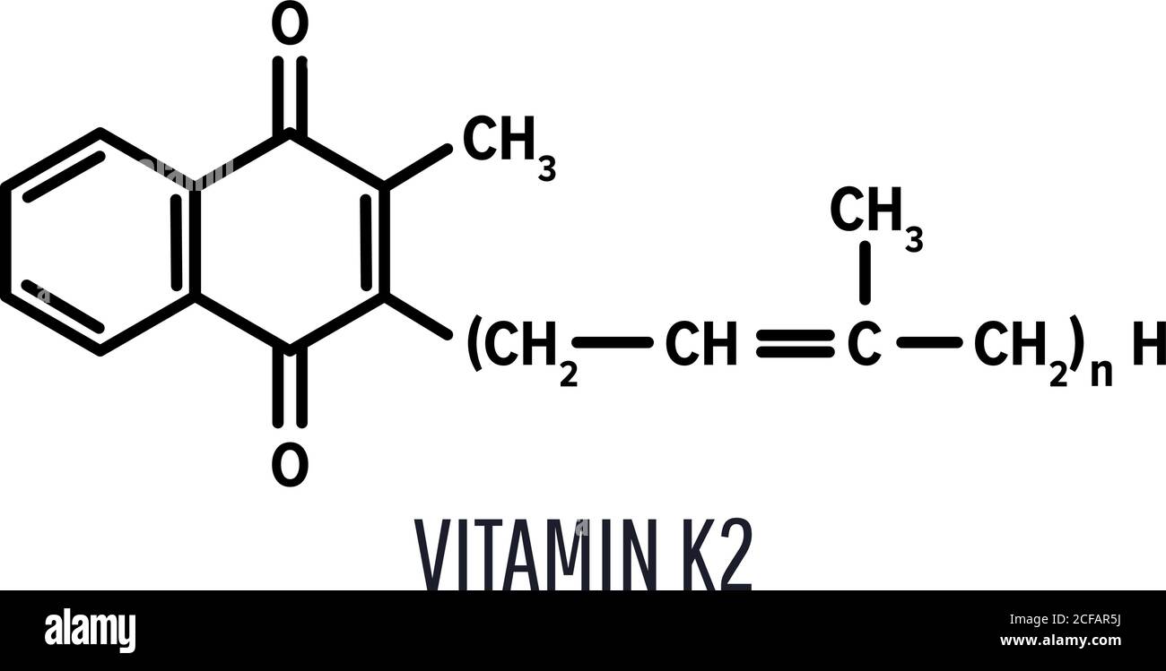 Vitamin K2 structural chemical formula on a white background Stock