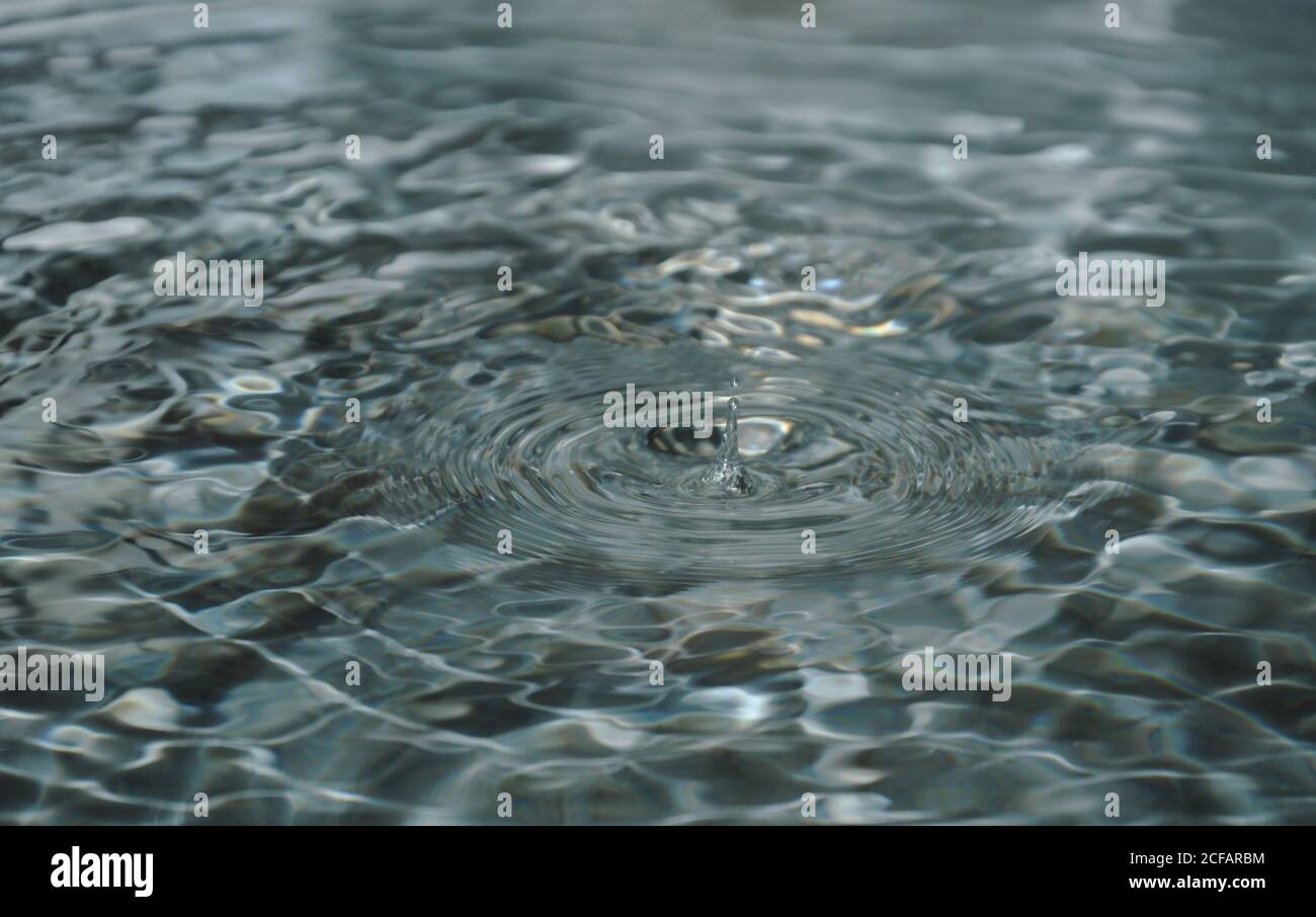 drop of water falling on surface in stainless basin Stock Photo - Alamy