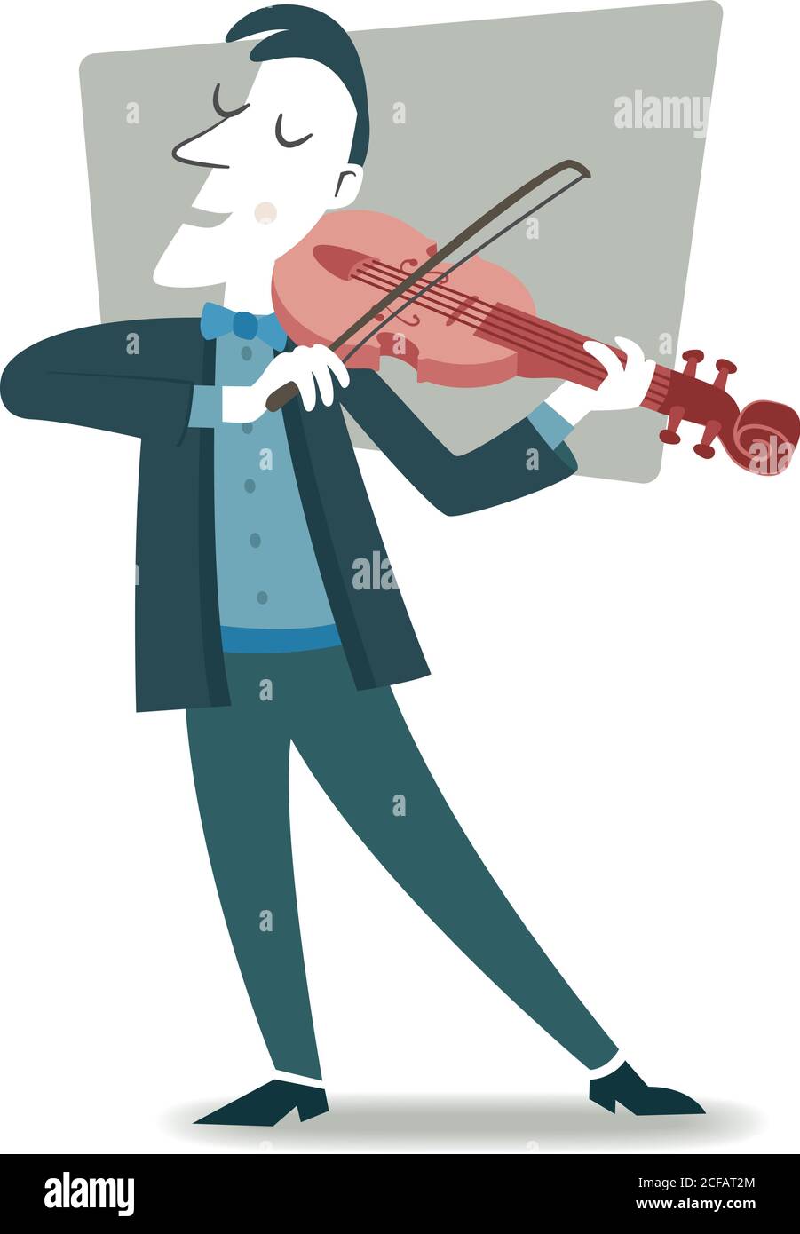 Retro style illustration of a musician playing the violin. Stock Vector