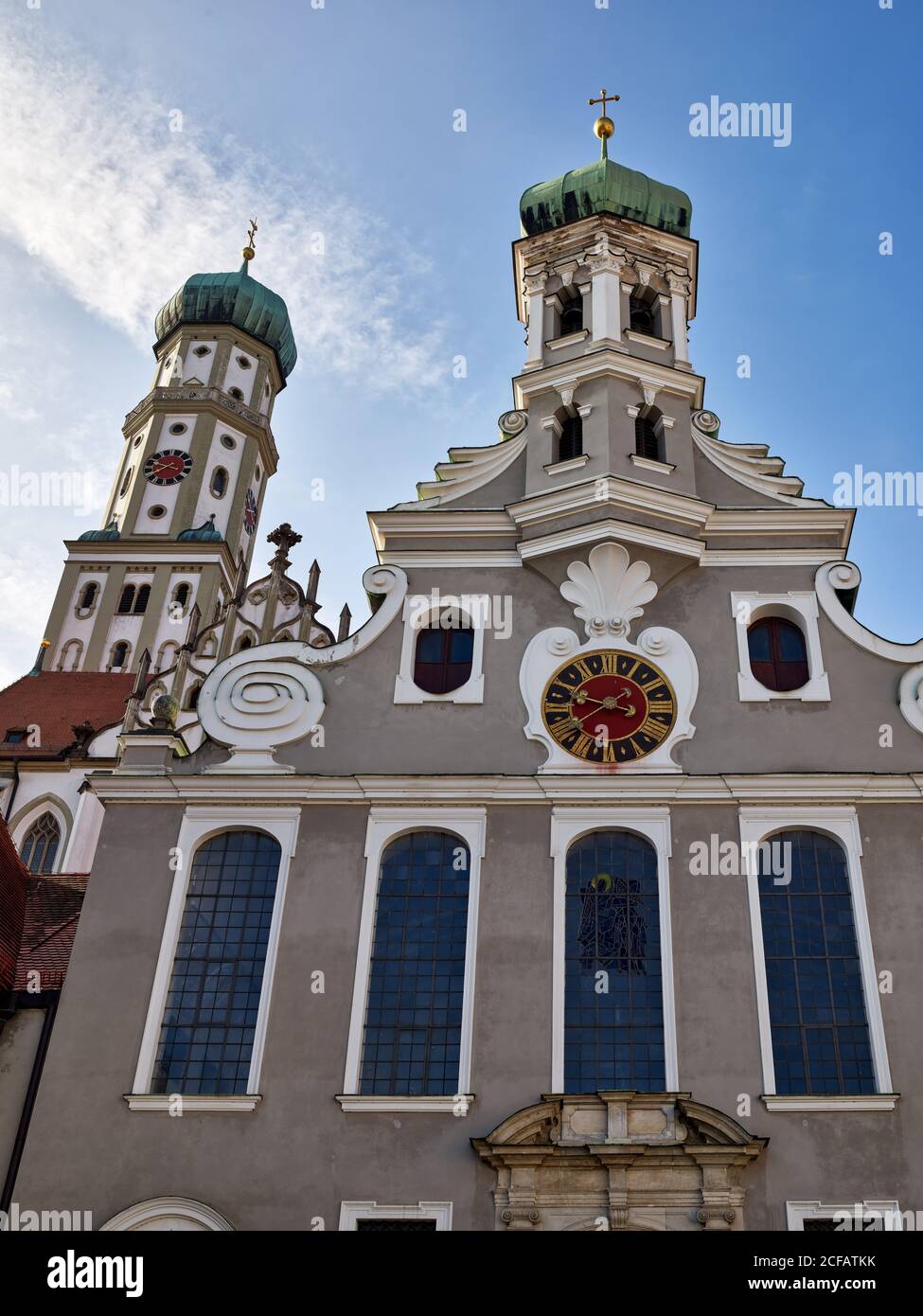 Basilica of St. Ulrich and Afra, Evangelical St. Ulrich, Ulrichsplatz, Maximilian Street, Am Milchberg, Augsburg, Swabia (Bavaria), Free State of Stock Photo