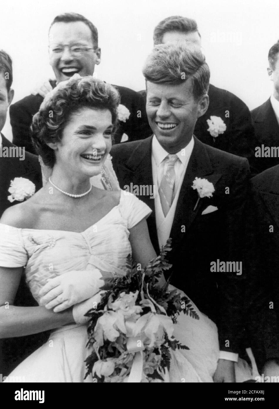 The wedding of Senator John F Kennedy to Jacqueline Bouvier in Newport, RI on September 12, 1953 Stock Photo