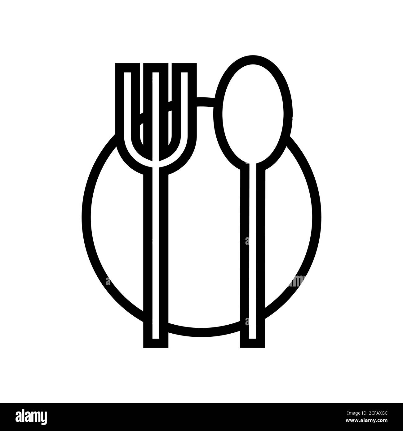 Food icon plate, fork, spoon Stock Vector