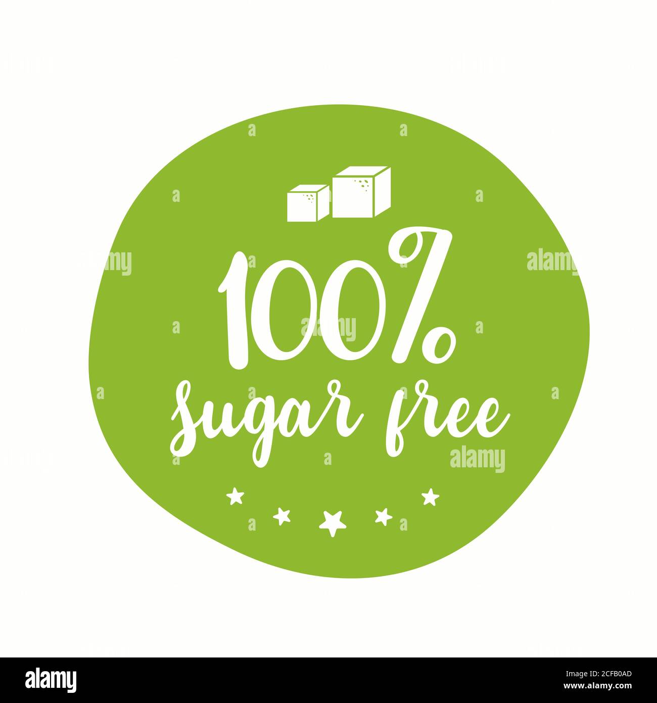 Sugar free label. Vector sugar cubes in circle icon for no sugar added product package design. Stock Vector