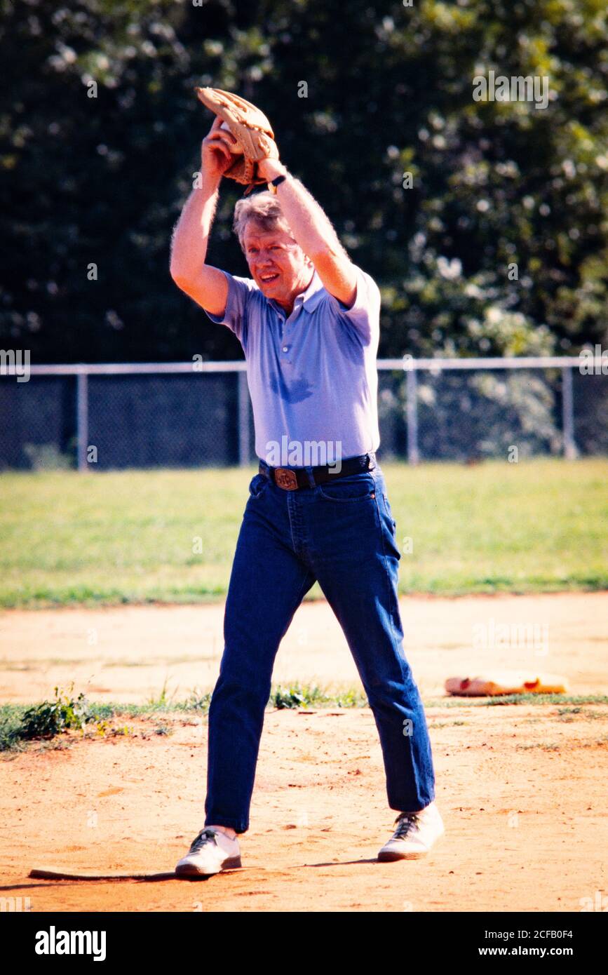 President Jimmy Carter plays softball 1976 - 1979 with off duty Secret ...