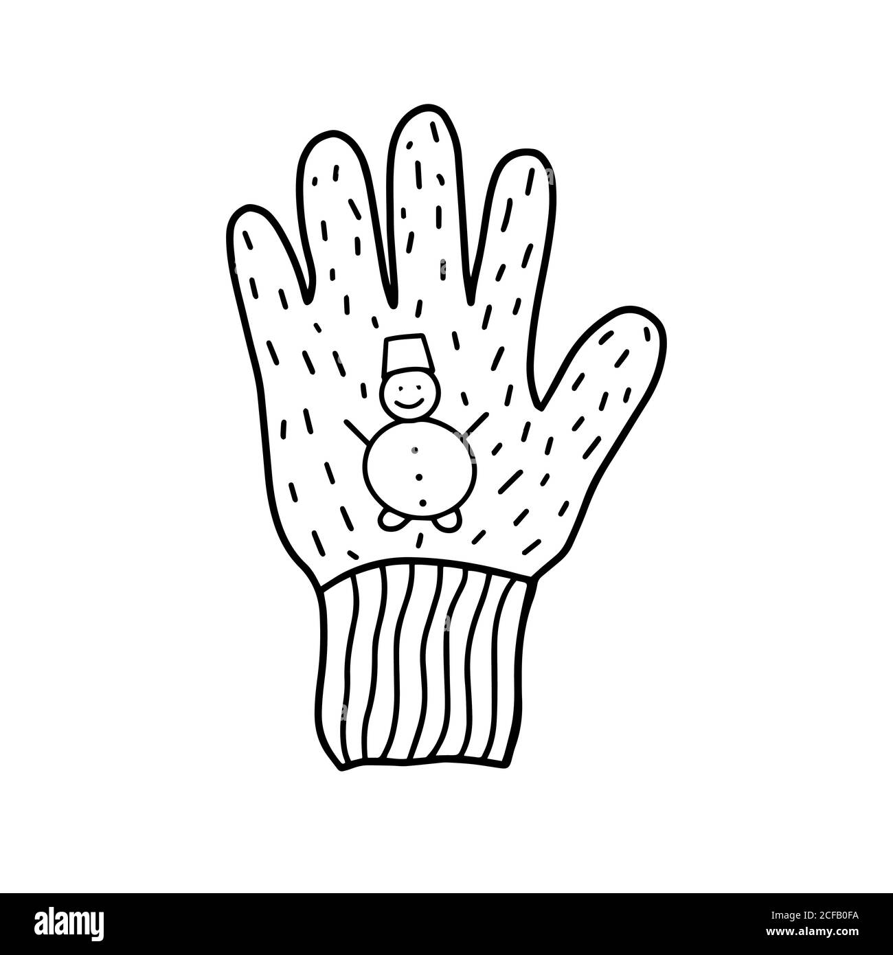 Winter gloves vector illustration in Doodle style. Knitted garments for