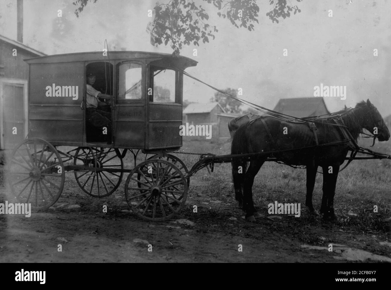 Delivery Dairy products by horse drawn wagon Stock Photo Alamy