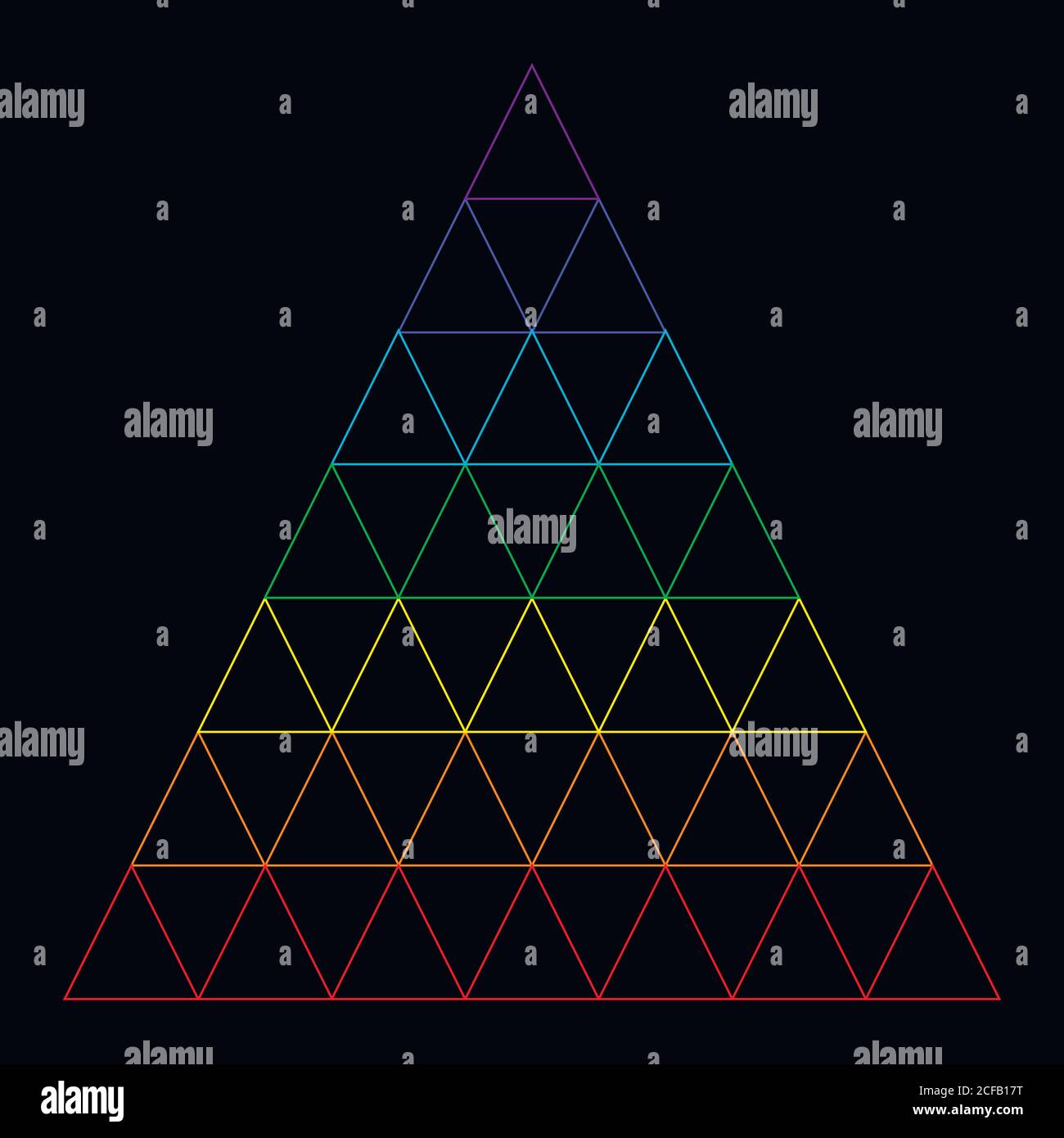 Rainbow triangle consisting of many small triangles, composed of Stock