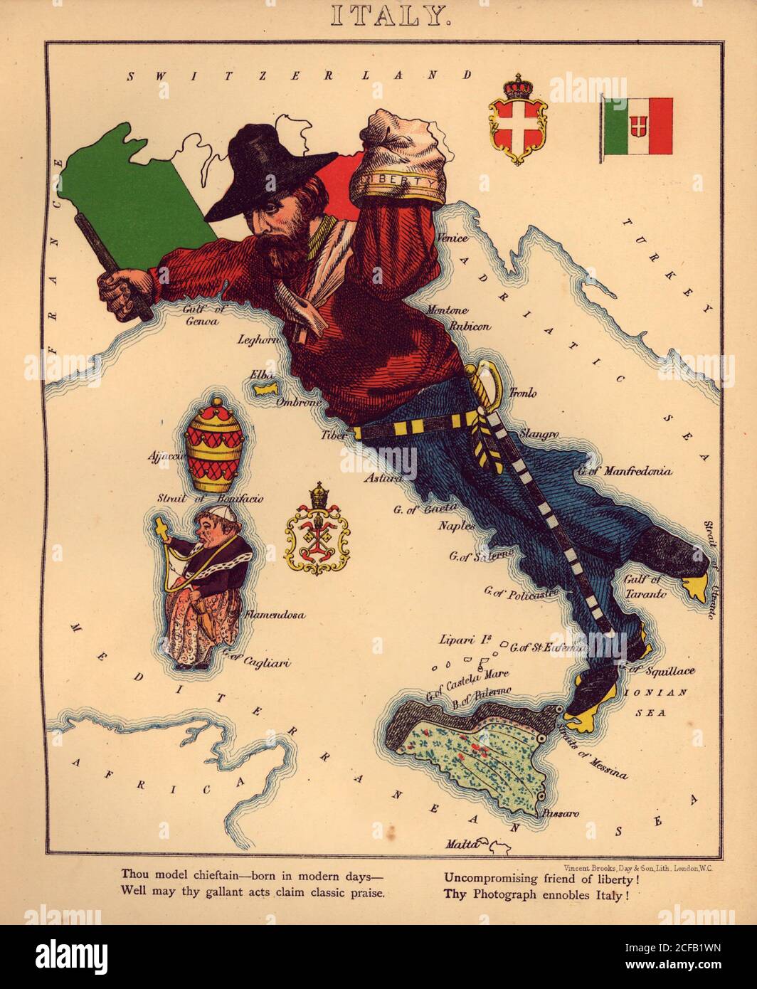Anthropomorphic Map of Italy Stock Photo