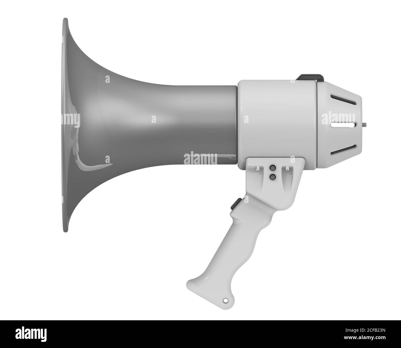 The megaphon. Gray megaphone (electric horn). Isolated. 3D Illustration