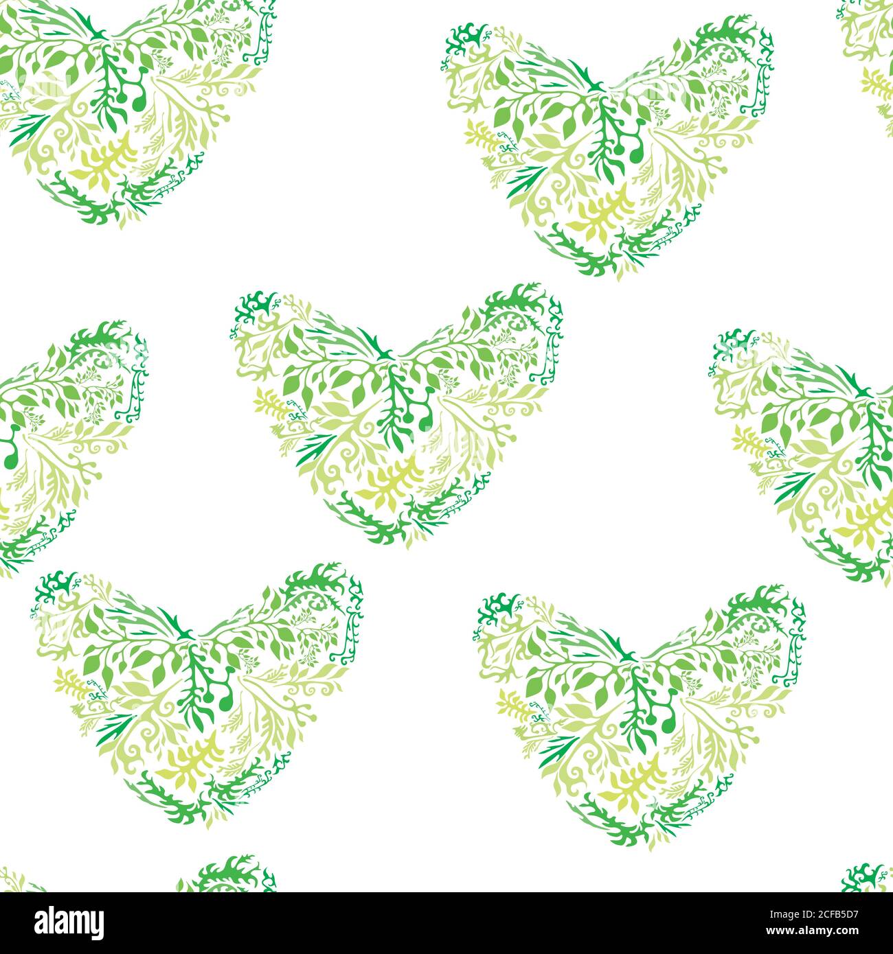 seamless pattern green heart Stock Vector