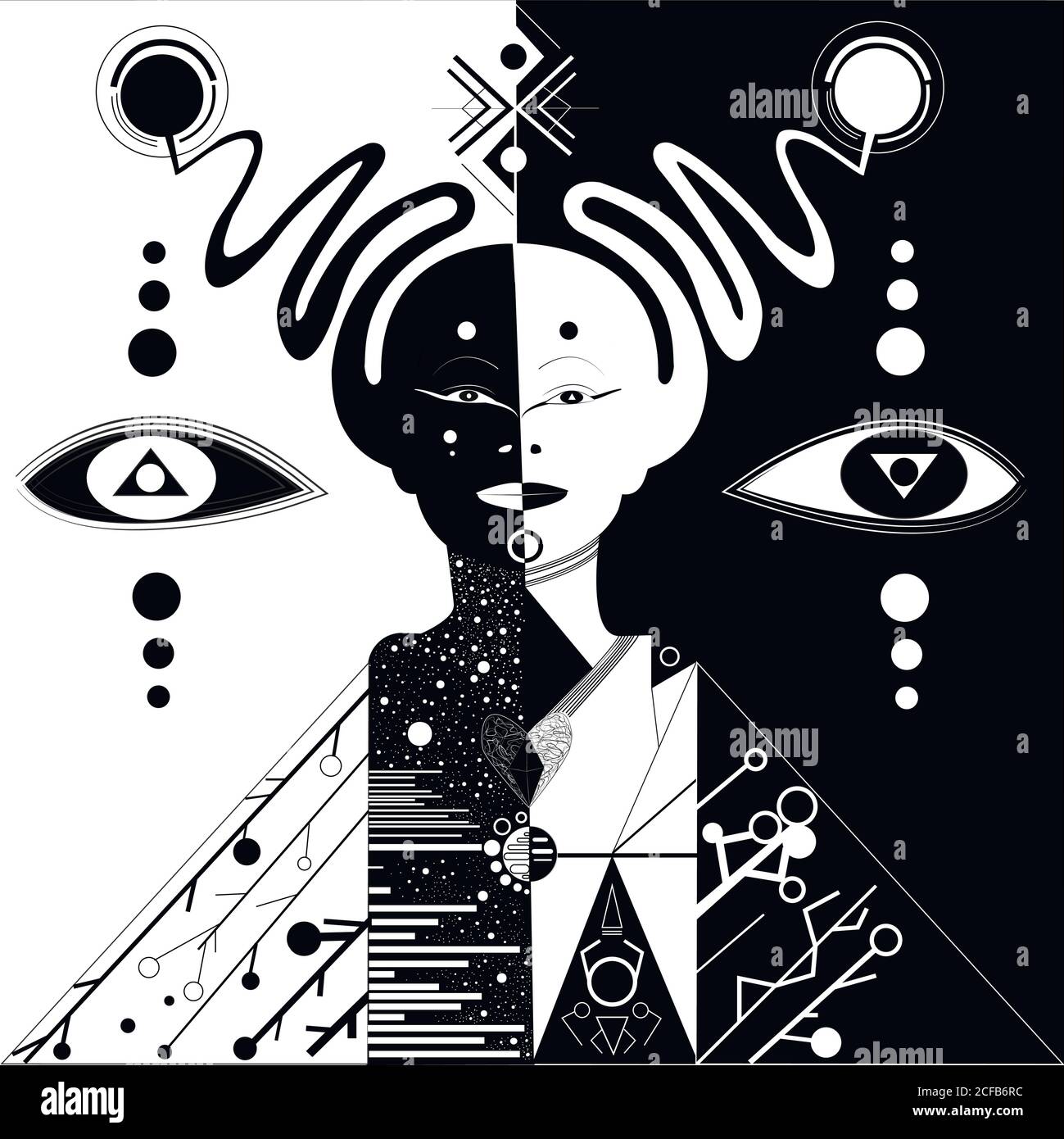Equilibrium abstract girl figure made up of geometric shape Stock ...
