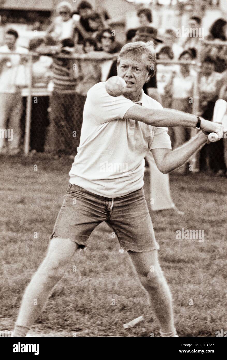 President Jimmy Carter plays softball 1976 - 1979 with off duty Secret ...