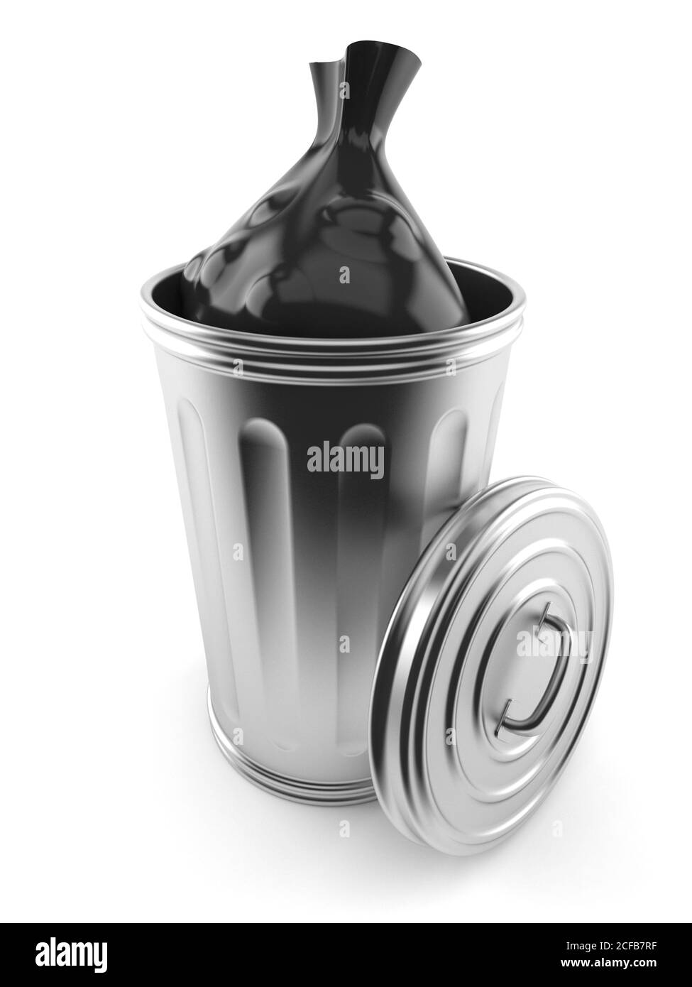 Metal trash can isolated on white background Stock Photo - Alamy