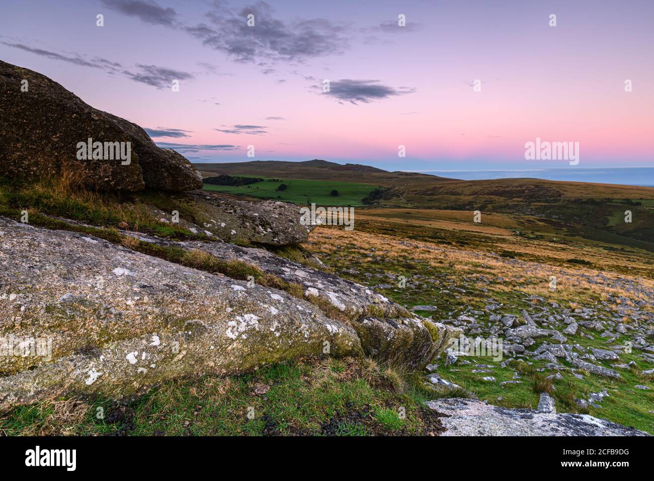 Sunrise on Dartmoor National Park Landscape Stock Photo Alamy