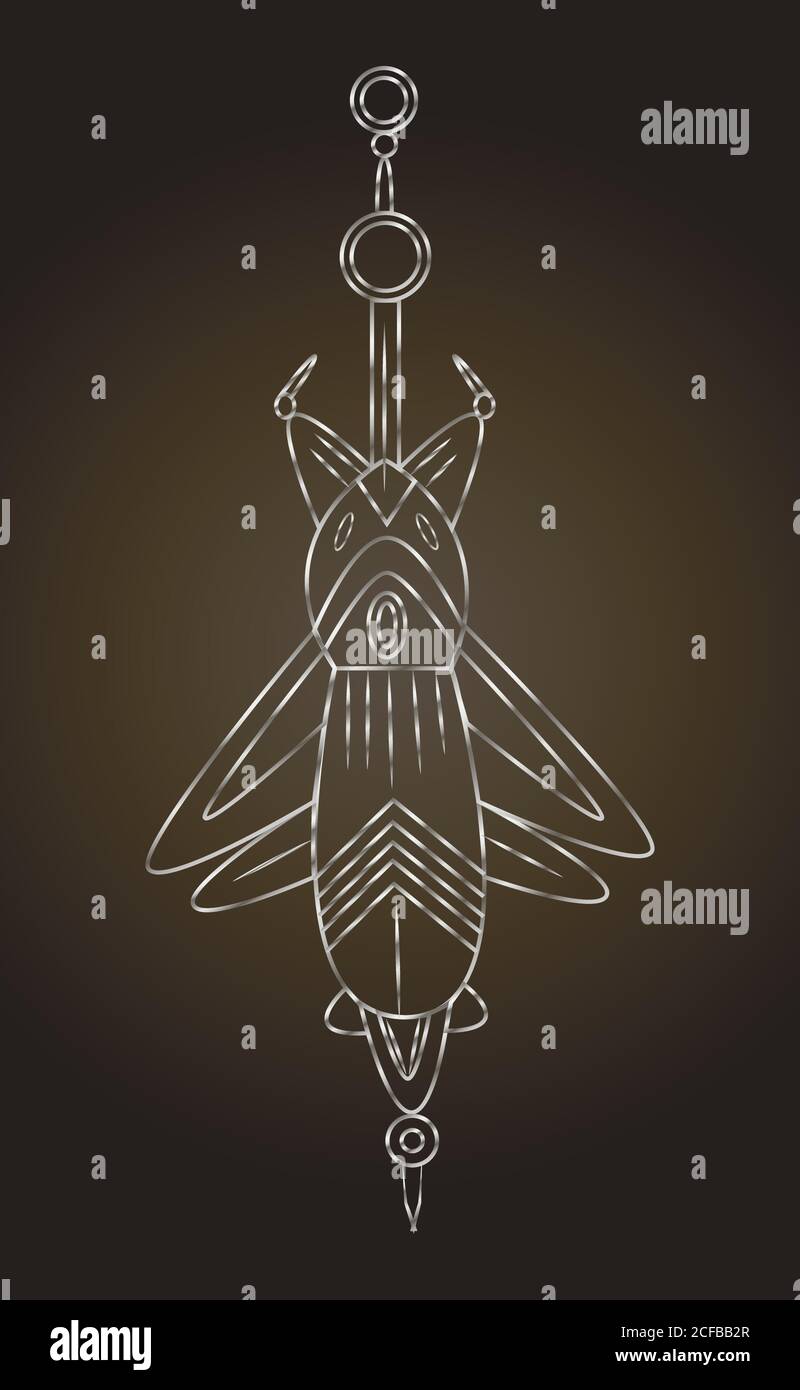 Fantastic, cyber mechanical insect, isolated. Stock Vector