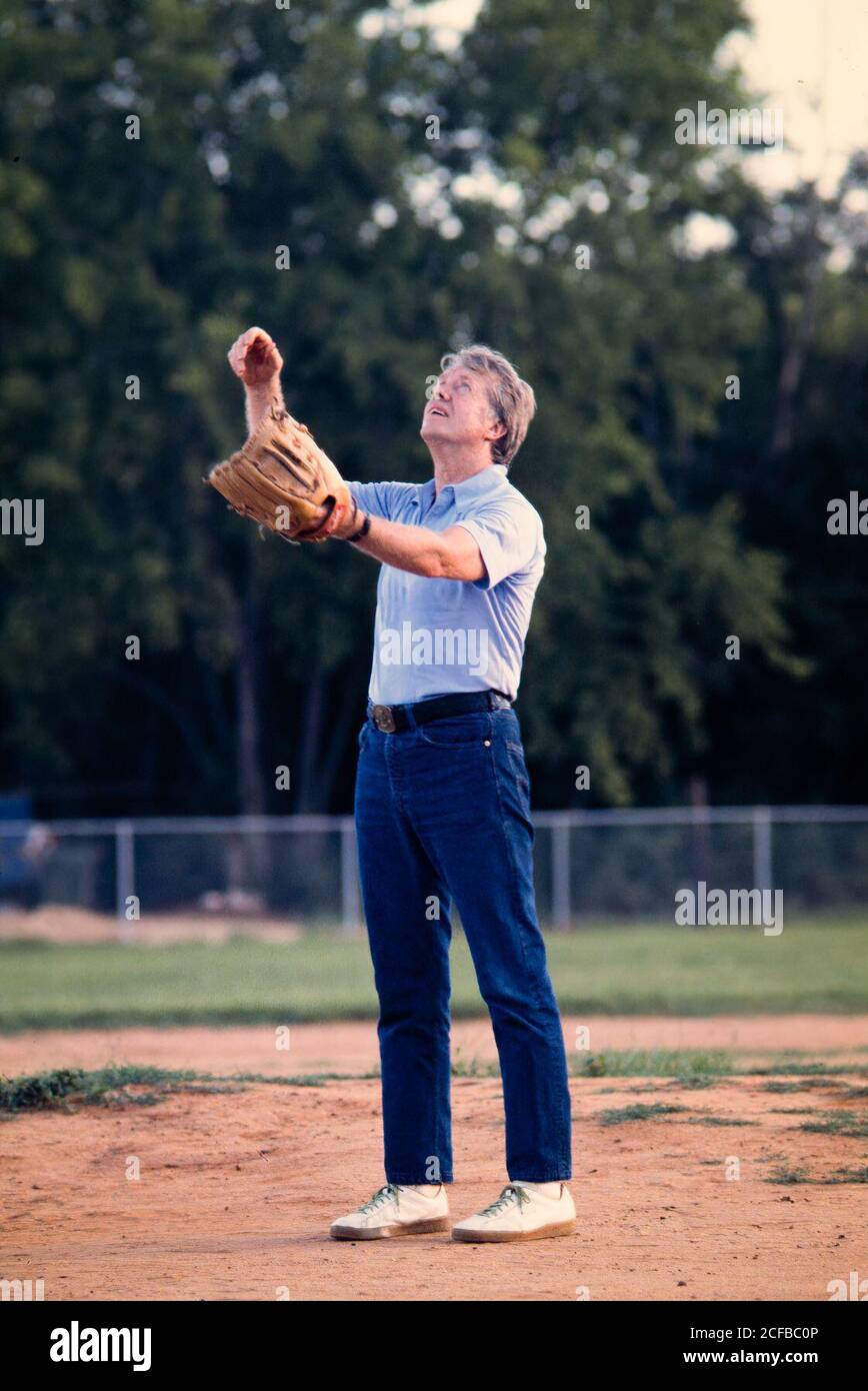 President Jimmy Carter, VP Walter Mondale and teams play softball in