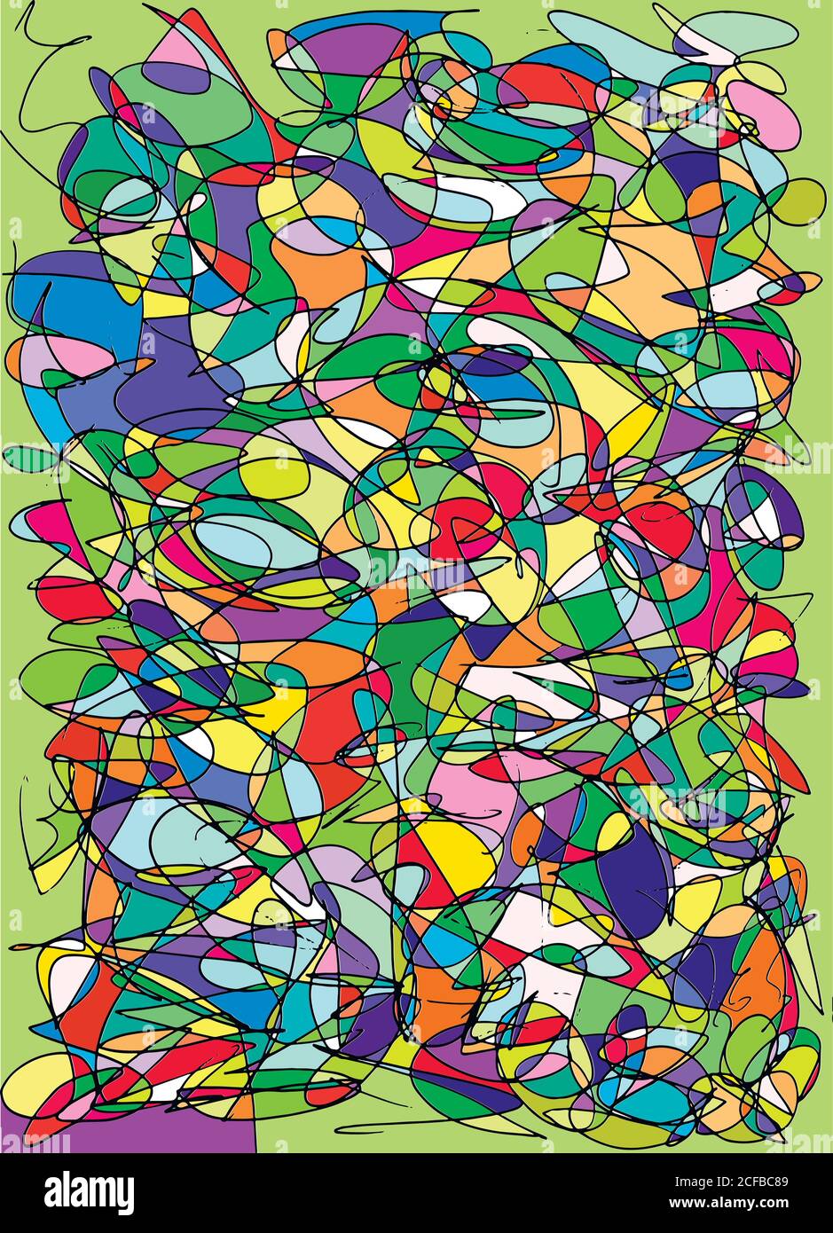 Scribbles abstract multicolored pattern, stained glass backgroun Stock Vector