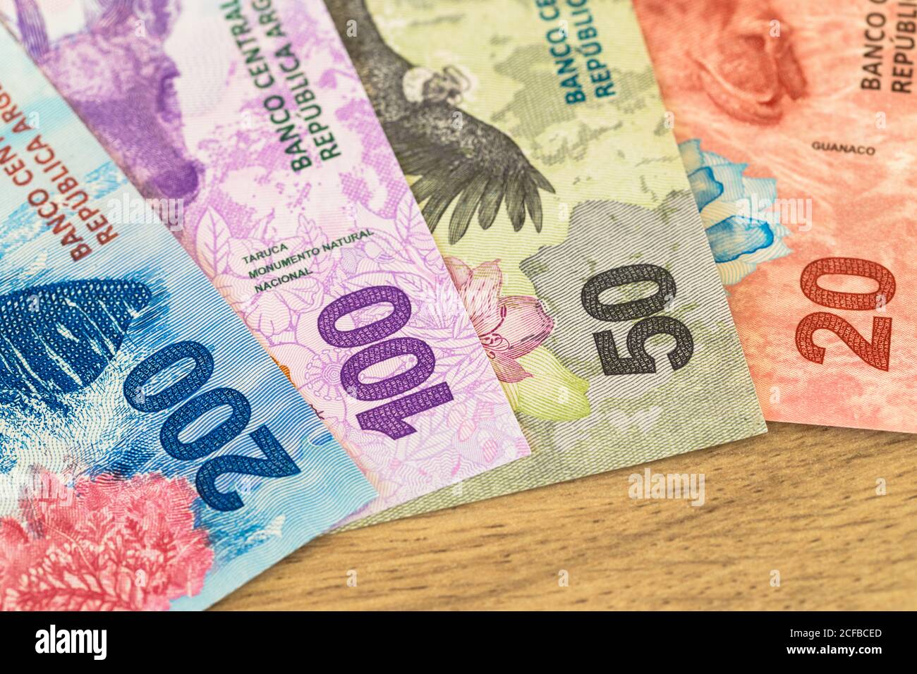 Argentine currency, Peso, Various paper banknotes, New currency Stock