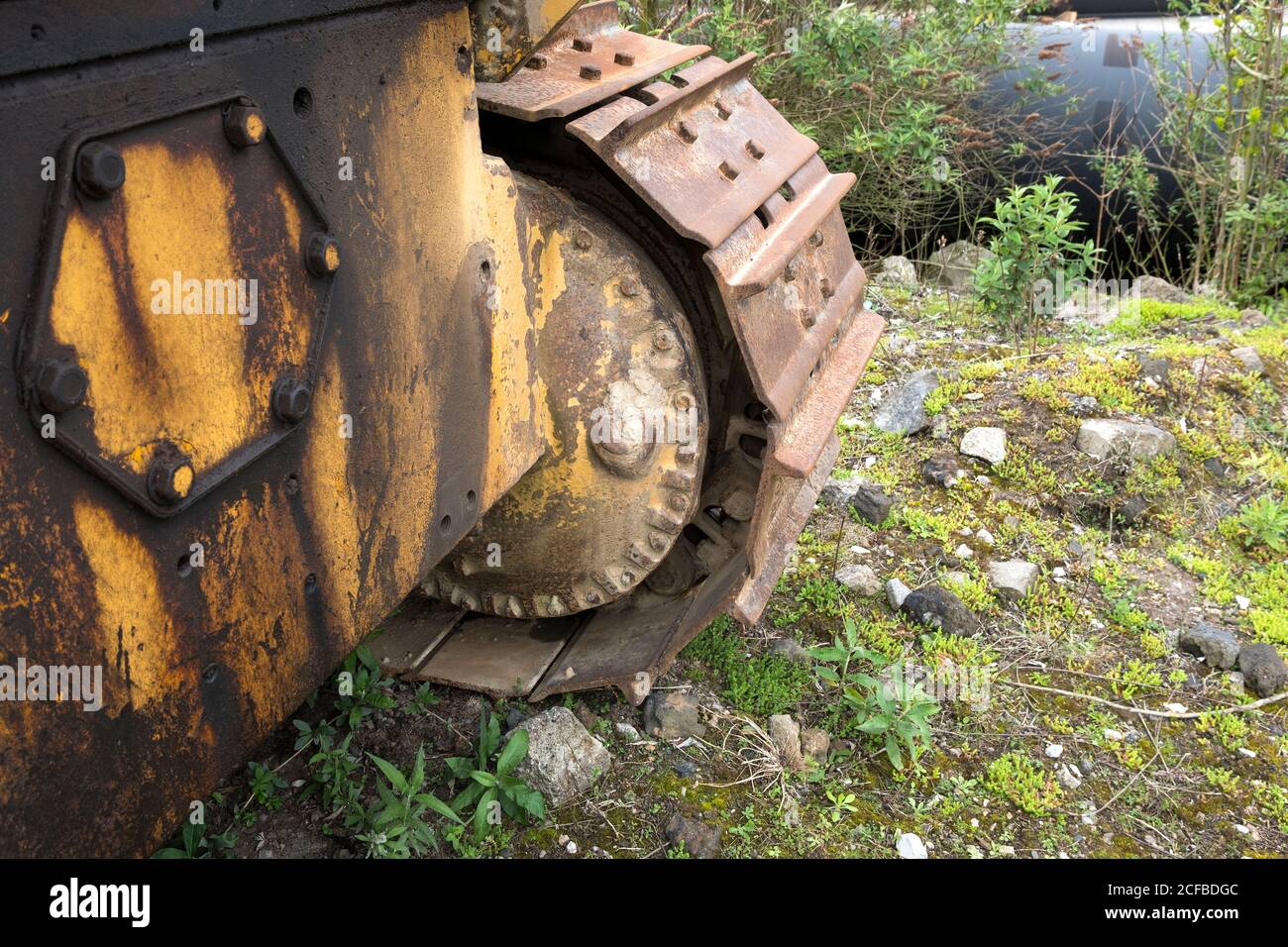 Rusty bulldozer track example Stock Photo