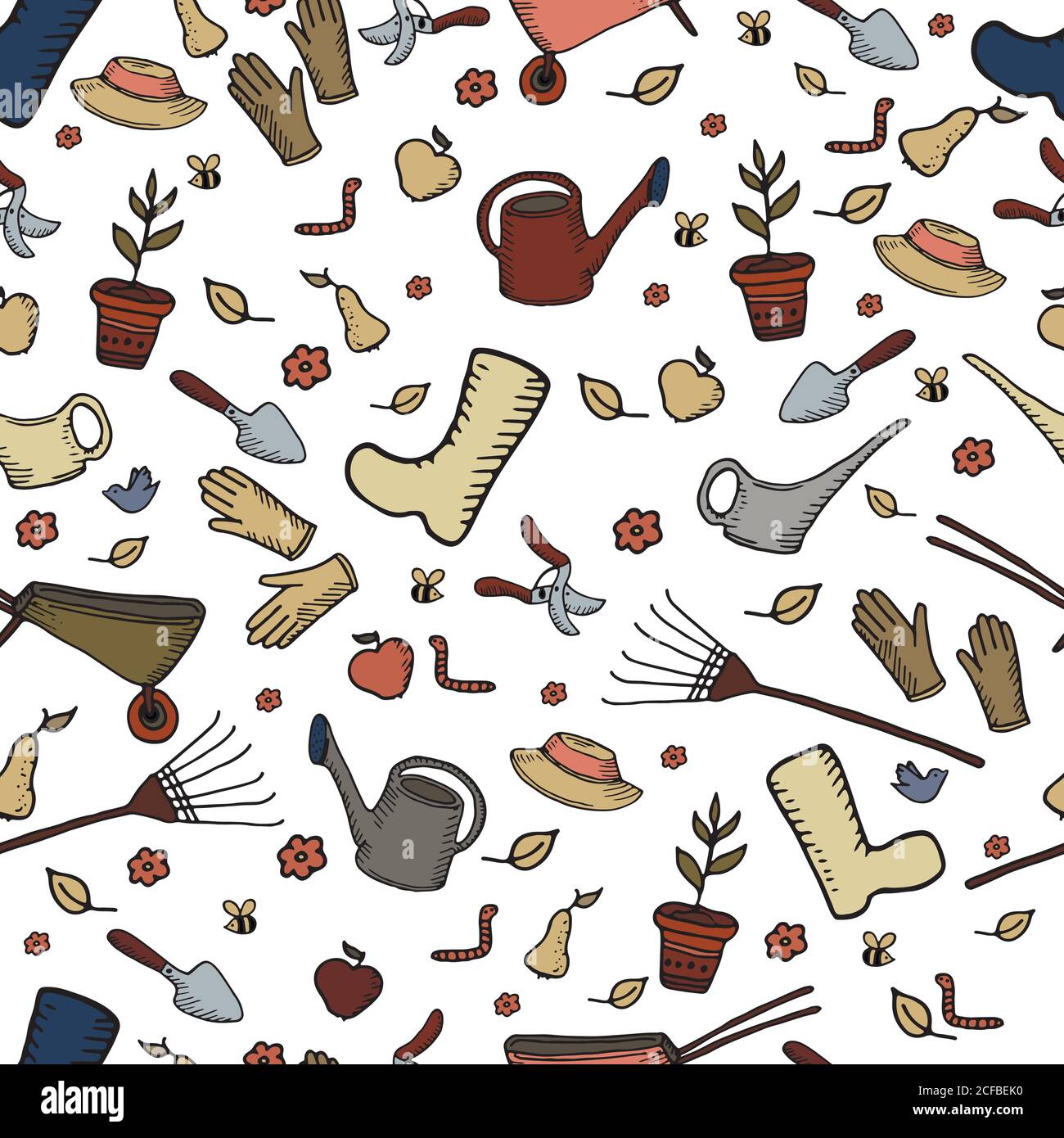 Multicolored garden seamless pattern, decorative background with Stock Vector