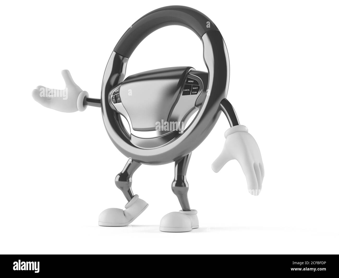 Car steering wheel character isolated on white background Stock Photo ...