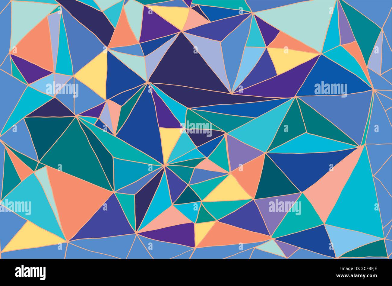 Bright abstract hand drawing background, many multicolored trian Stock Vector