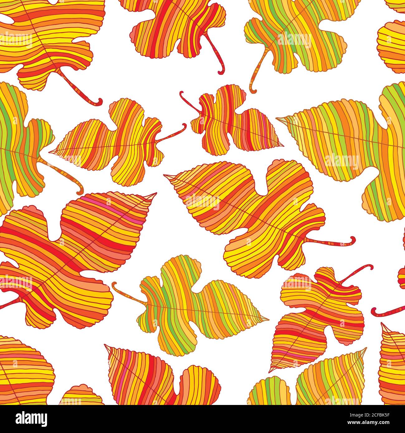 Decorative beautiful autumn leaves, seamless deciduous pattern o Stock ...