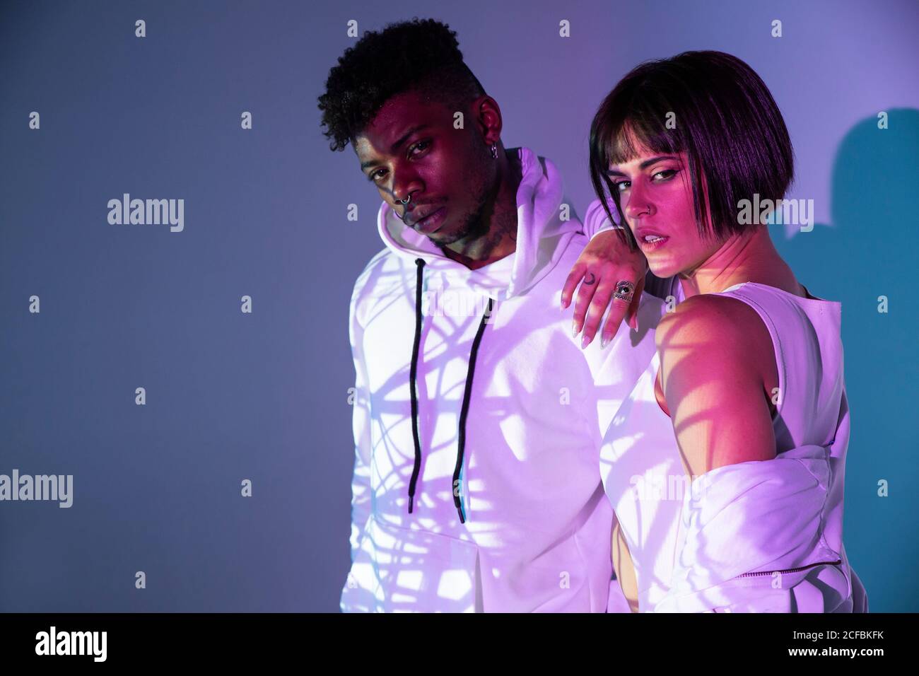 Trendy dancers posing for camera Stock Photo