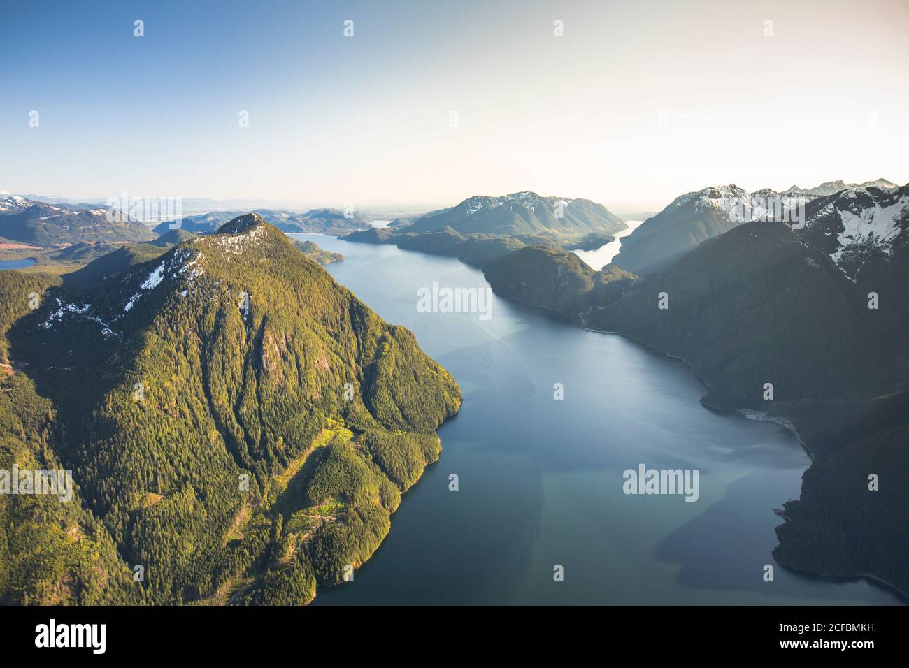 Aerial view of beautiful British Columbia, mountains, lakes, Canada. Stock Photo