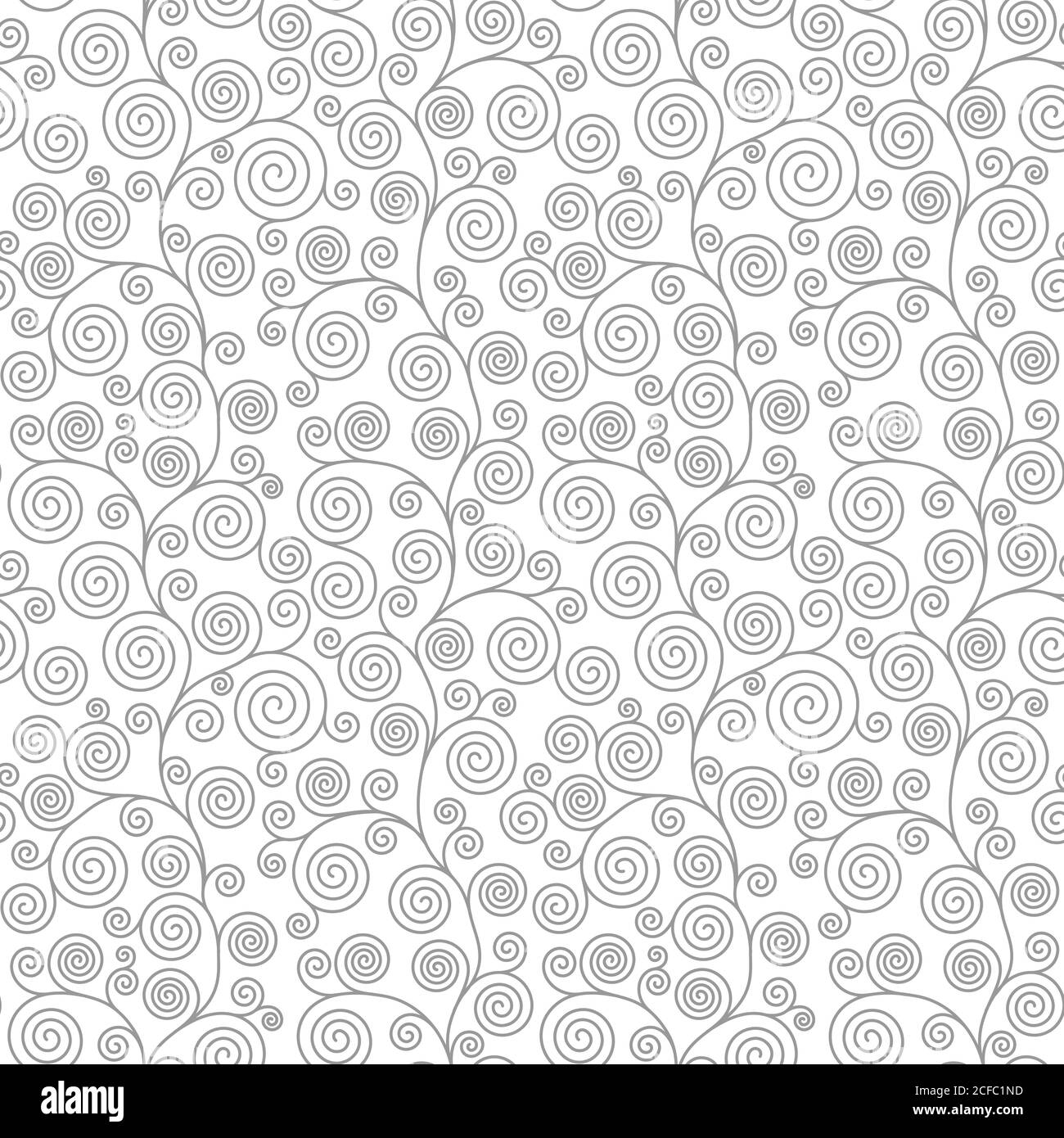 Seamless pattern with curvy spiral flourishes. Vector seamless background. Stock Vector