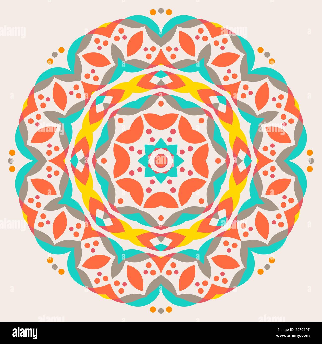 Floor tile with abstract geometric round design. Vector illustration. Stock Vector