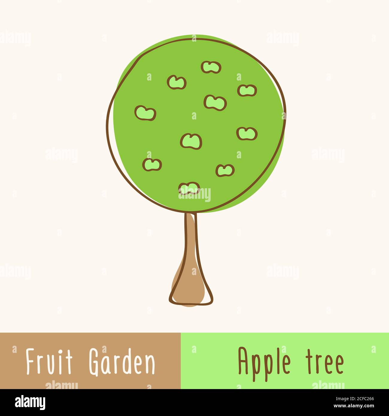 Garden fruit trees - single tree - hand-drawn doodles. Vector illustration. Stock Vector