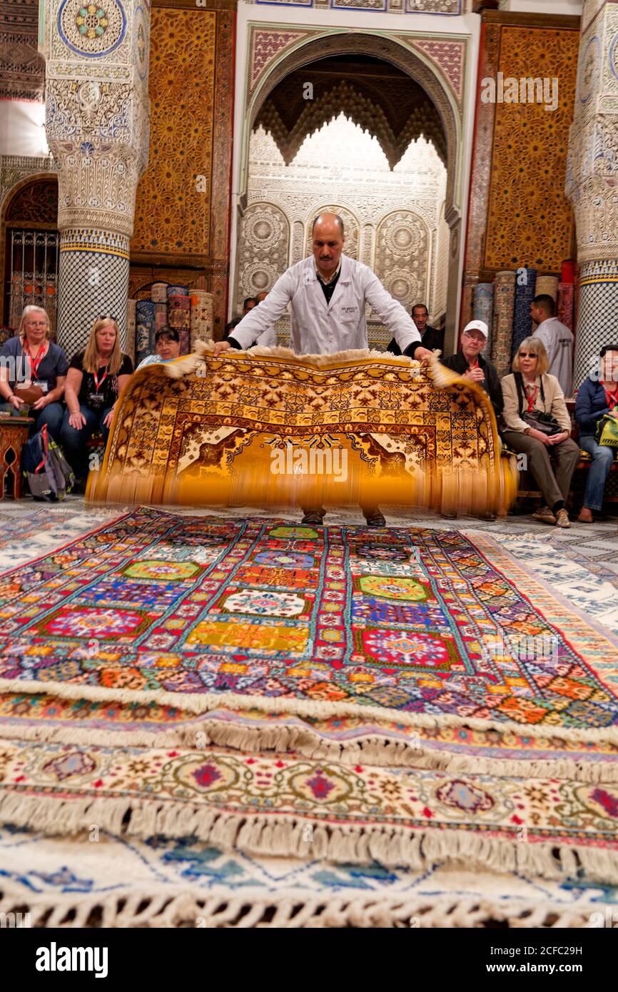 Carpet shop in Morocco Stock Photo Alamy